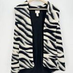Chico's Vest Women 2 Large Bi-Color Zebra-Print Open Front Wool Polyester Blend Photo 0