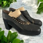 Nine West Vintage 90’s Unique Cut-Out Design Black Leather Women's Heels Photo 0