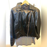 SheIn  faux leather black bomber jacket & Old Navy black striped skirt‎ XL Photo 1
