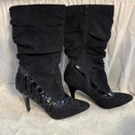 Carlos Santana Black faux suede just below the knee-high boots with lace-up detail Photo 1