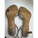 Calvin Klein Beige kitten Heels Sz 8 women's peep toe sling back faux leather Photo 5