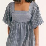 Free People  Blue and White Textured Dress Photo 2