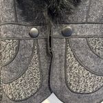 Cache Women’s Faux Fur Collar Wool Blend Vintage Jacket Charcoal Gray Size L Y2K Photo 1