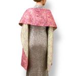 The Little Tichel Lady Reversible Pink Green Metallic Floral Brocade Shawl Scarf Photo 1