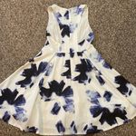 Lulus Womens  Seeing Chic Blue and Ivory Print Skater Dress Photo 7