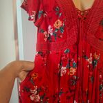 Torrid Sz 1 Floral Red Dress with Lace Detail Photo 5