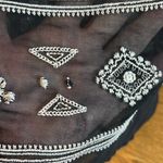 Cecico Sheer Tank Blouse w/Embroidery and a keyhole front tie Black Photo 11