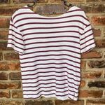 Old Navy  White Burgundy Striped Short Sleeve Mariner Top Women's Size Small Photo 0