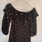 Forever 21 Off Shoulder Dress Black Gold Polka Dots Photo 11