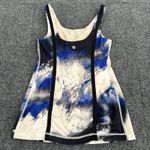 Lululemon  Practice Freely Tank Top Size 4 Blue Beige Marble Print Built-In Bra‎ Photo 4