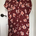 Alfani Women's Blouse Top Split Neck Short Sleeve Floral Maroon Size XL NWT Photo 0