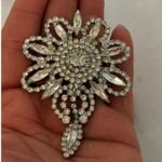 Vintage Flower Teardrop Rhinestone Silver Tone 2" Brooch Pin Photo 4