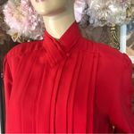 VINTAGE 1980'S YVES ST. CLAIR RED MOCK NECK PLEATED BLOUSE (12) Photo 9
