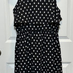 Elle  Women's Black White Polka Dot Ruffle Tiered Spaghetti Strap Dress Large L Photo 0