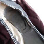 Tod's  Grey Silver Leather Black Buckle Cap Toe Ballerina Flats Photo 10