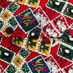 Vintage Christmas Postage Stamp Holiday Vest Womens Red Size M Photo 4