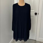 Quince Navy Chiffon Pleated Long Sleeve Mini Dress Size XS Photo 1