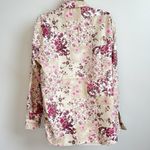 lemon grass NEW  Floral Button Down Long Sleeve Blouse Pink Tan White Large Top Photo 1