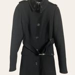 Karen Millen Black Wool Blend Single Breasted Belted Trench Coat Size 8 Photo 2