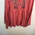 OSO Casuals Peplum Top Pink Embroidered Floral Size M Photo 5