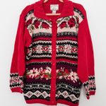 VTG Heirloom Collectibles Womens Cardigan Size 14/16 Red Knit Holiday Novelty Photo 0