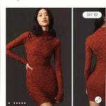 Anthropologie Anthropology Maeve Burgundy, Long Sleeve Scrunch Textured Dress Photo 1