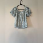 Buckle Light Blue Lace Off-Shoulder Top Photo 4
