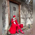 Elliatt  Vibrant Red Long Coat Double breasted gold buttons NWOT quiet luxury Photo 3