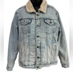 George Womens Jean Jacket Sherpa Lined Trucker Size M Blue Size M Photo 3