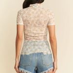 Davi & Dani ✨NWT Floral Mesh Mock Neck Short Sleeve Top Photo 2