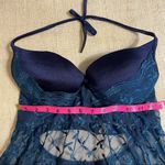 Coquette Push Up Lace Baby Doll Top Blue Size L Photo 14