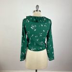 Abercrombie & Fitch Floral Green Tie Front Ruffle Blouse Photo 5