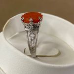 Orange Carnelian & White Quartz Sterling Silver Ring 4.47ctw New Sz 8 Photo 1