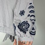 J.Crew Embroidered Tie Front Tunic Pin Stripe Sz S Photo 6