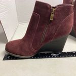 Franco Fortini  Annie Suede Wedge Heel Ankle Bootie Size 7.5 Plum Wine‎ Photo 4