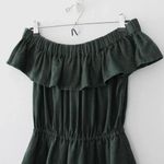 SIR The Label / Revolve Stefi Linen Off Shoulder Ruffle Mini Dress in Dark Olive Photo 8