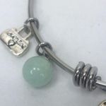 Unwritten  Heart Compass Bangle bracelet Green Stone silver tone Photo 1