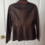 Akris Brown and bronze lamb skin Leather Blazer LIKE NEW sz 6 Photo 2