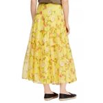 Ralph Lauren Lauren Tiered Floral Maxi Skirt Women L Yellow Cottage Boho Fairy Photo 1