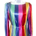 RIXO Ava Rainbow Sequin Stripe Mini Dress Balloon Sleeve Long Sleeve XS Photo 5