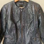 Jones New York NWOT Women's Size Small 100% Leather Glossy Full Zip Black Jacket Photo 4