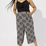 Torrid  Black Floral Geo Tie Front Sleeveless Culotte Jumpsuit Size 2X‎ Pockets Photo 0