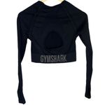 Gymshark Women's M Long Sleeve Fitted Athletic Crop Top Black Contour Workout Photo 3