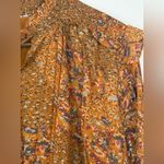 Elan  Ruffle Smocked Copper Paisley Print Alicia Top Long Sleeve Size S Photo 5