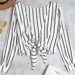 Zaful Black And White Striped Top Photo 0