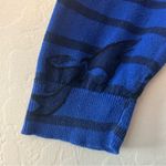 Ann Taylor blue and black striped bow print cardigan sweater size medium Photo 6