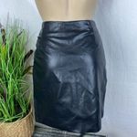 Line and Dot  Black Faux Leather Side Ruched Mini Skirt M Photo 3