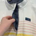 LL Bean Rugby VTG Mock Neck Button Pullover Rainbow Stripe 100% Cotton Womens LP White Size undefined Photo 4
