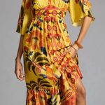 Farm Rio  x Anthropologie Dress Printed V-Neck Ruffle-Hem Maxi S NWT New Photo 0