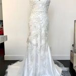 Mia Solano ‘Cate’ Ivory Beaded V Neck Backless Wedding Dress Size 6 White Photo 0